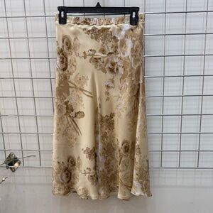 Floral Gold Silk Slip Skirt